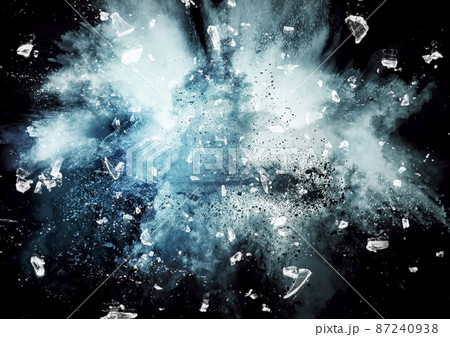 爆発して破片が飛び散るイラスト背景 爆発して破片が飛び散るイラスト背景 87240938