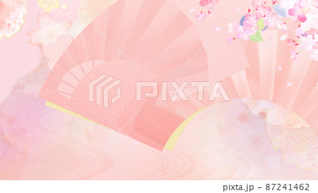 扇と桜の和風背景 扇と桜の和風背景 87241462