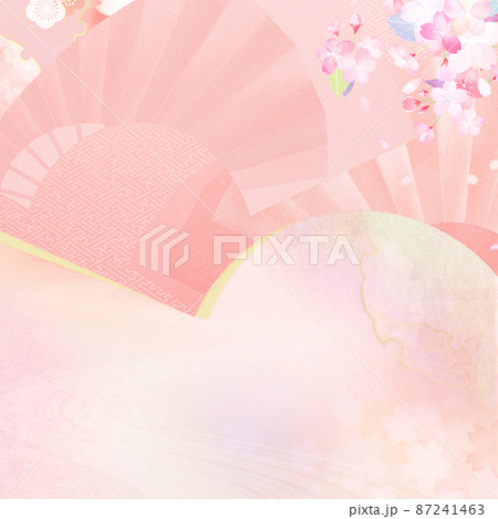 扇と桜の和風背景 扇と桜の和風背景 87241463