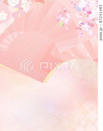 扇と桜の和風背景 87241465