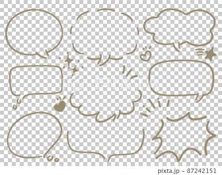 手書きの線画吹き出しセット 87242151