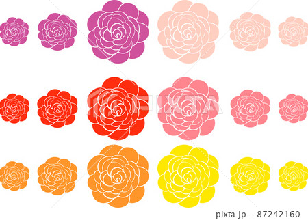 ラナンキュラスの花のイラストアイコンセットのイラスト素材