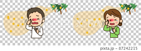 花粉症の男女二人 花粉症の男女二人 87242215