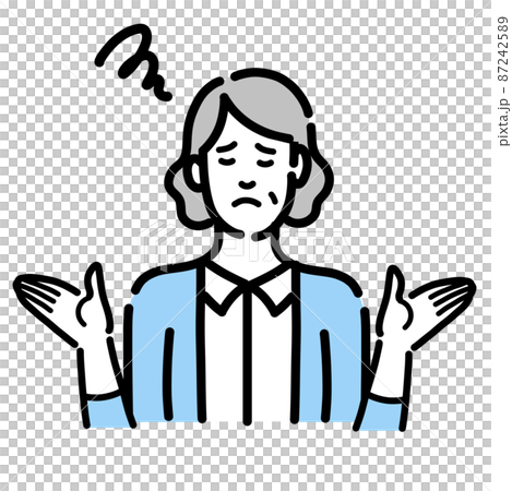 両手を上げて困っているシニアの女性 87242589