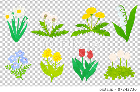 春の花　イラストセット　水彩風 87242730