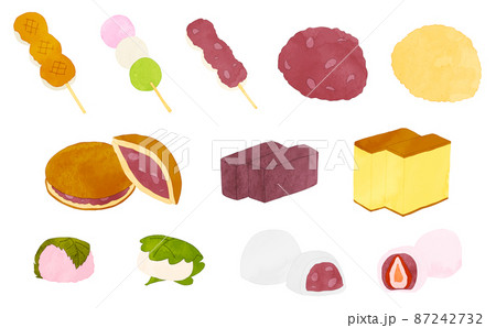 和菓子　イラストセット　水彩風 87242732