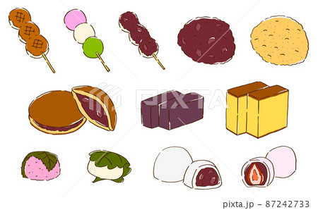 和菓子　イラストセット　手書き風 87242733