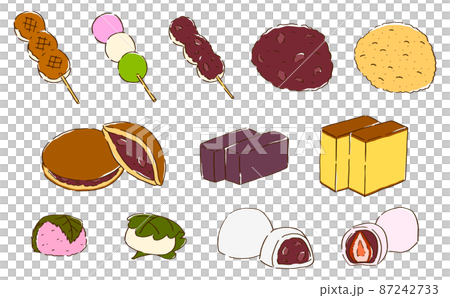 和菓子　イラストセット　手書き風 87242733