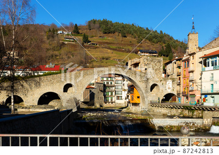 View of medieval Spain town of Camprodon 87242813