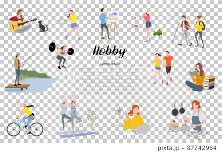 Vector illustration material: People set to enjoy hobbies 87242964