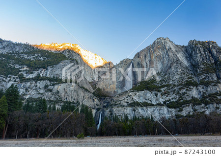 Morning view of the upper Yosemite Falls of Yosemite National Park Morning view of the upper Yosemite Falls of Yosemite National Park 87243100