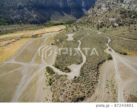 Aerial view of the beautiful Grant Lake 87243801