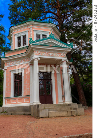 Pink Pavilion on island of Anti-Circe (island of love) in Sofiyivka park in Uman, Ukraine Pink Pavilion on island of Anti-Circe (island of love) in Sofiyivka park in Uman, Ukraine 87245223