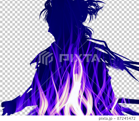 扮演用燃燒的心的火焰斬擊的浪人武士角色的歌舞伎演員 扮演用燃燒的心的火焰斬擊的浪人武士角色的歌舞伎演員 87245472