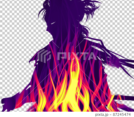 扮演用燃燒的心的火焰斬擊的浪人武士角色的歌舞伎演員 87245474