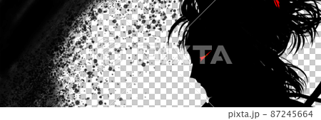 面對劍鬥的剪紙年輕武士的手繪插圖 87245664