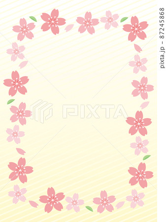 桜の花のかわいいフレーム背景 A3縦のイラスト素材