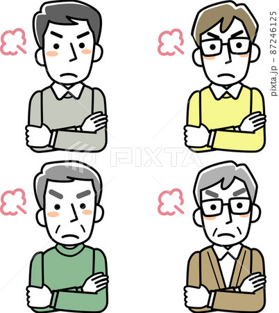 腹を立てる男性の上半身セット 87246125