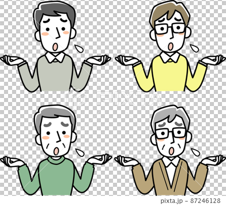 がっかりする男性の上半身セット 87246128