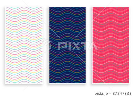 three wavy pattern banners in pink blue white colors 87247333