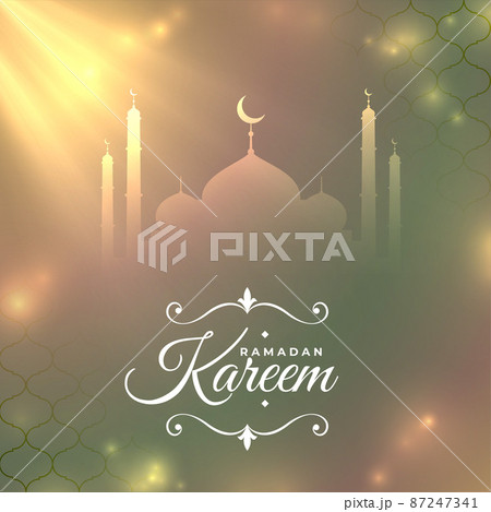 shiny ramadan kareem mosque eid festival card design 87247341