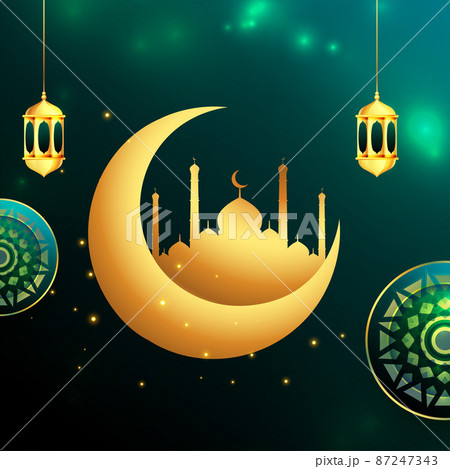 shiny islamic eid mubarak festival greeting design shiny islamic eid mubarak festival greeting design 87247343