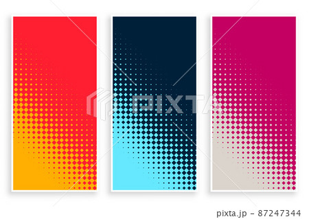 set of halftone banner in different colors 87247344