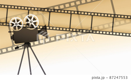 camera with film strip classic background 87247553