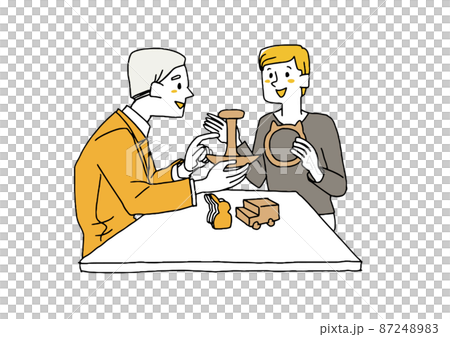 A man who designs toys, a comical handwritten person illustration, a simple coloring on a vector line drawing, a white background A man who designs toys, a comical handwritten person illustration, a simple coloring on a vector line drawing, a white background 87248983