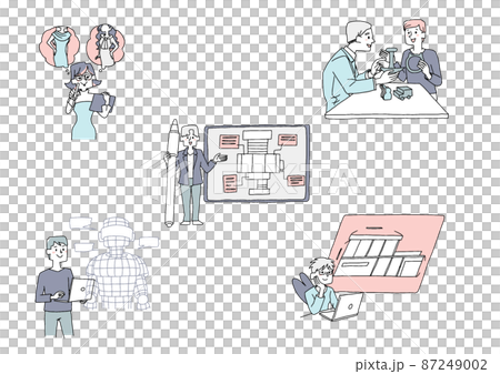 A set of creators who design various things Comical handwritten person illustrations A set of creators who design various things Comical handwritten person illustrations 87249002