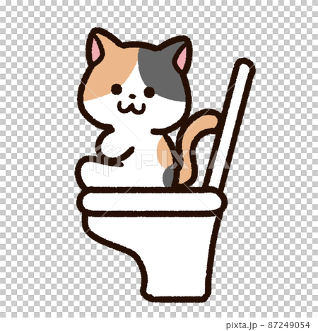 Cat character sitting on the toilet Cat character sitting on the toilet 87249054