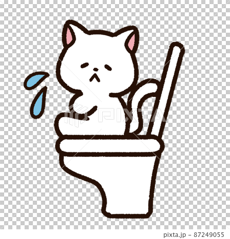 Cat character sitting on the toilet Cat character sitting on the toilet 87249055
