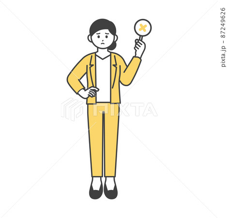 女性社員がばつの札を持つイラスト素材 女性社員がばつの札を持つイラスト素材 87249626