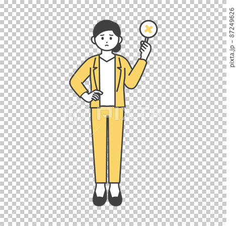 女性社員がばつの札を持つイラスト素材 女性社員がばつの札を持つイラスト素材 87249626