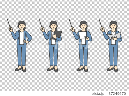 指し棒を持ったビジネスパーソンのイラスト素材のイラスト素材