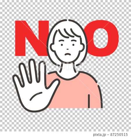 Young woman's refusal pose NO sign 87250515