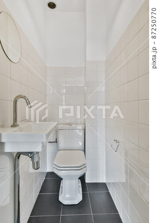 White modern toilet interior in modern home 87250770