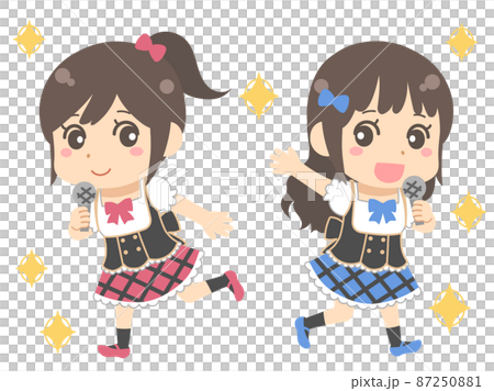 一個可愛的女偶像的插圖 一個可愛的女偶像的插圖 87250881