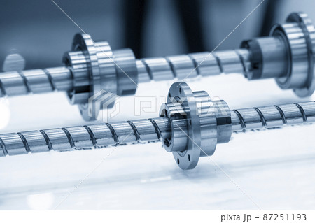 Closeup scene  assembly of spare parts  lead ball screw set. 87251193