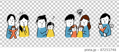 對育兒和育兒有擔憂和焦慮的父母的插圖 87251748
