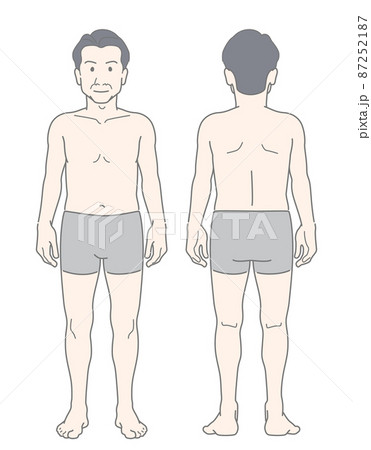 男性 中年 ミドル 全身 体型 標準 前後 正面 背面 87252187