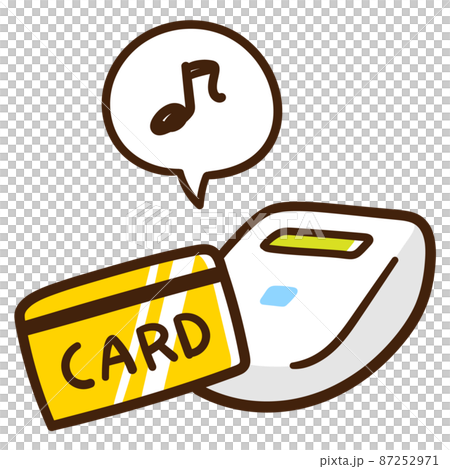 クレジットカードで電子決済するかわいい手書き風イラストのイラスト素材