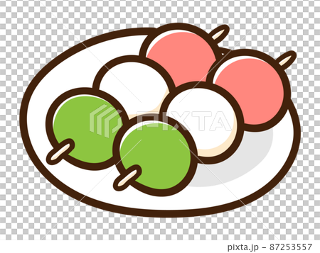 春の三色団子のかわいい手描き風イラストのイラスト素材 [87253557