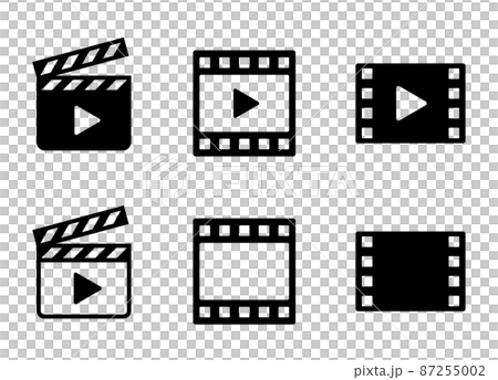 Clapperboard and movie film icon material set 87255002