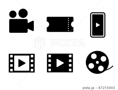 映画や動画のアイコンセット 87255003