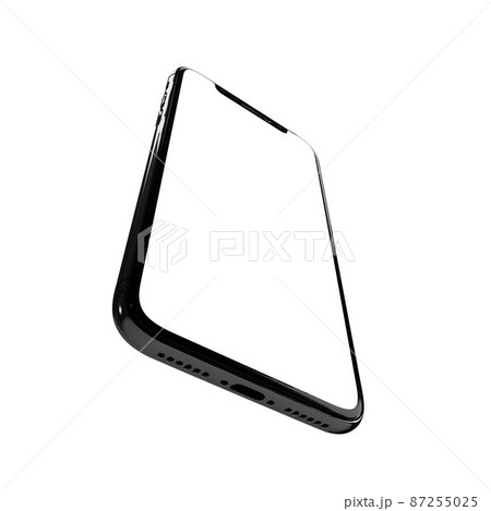 白い画面のスマートフォンの3D画像 87255025