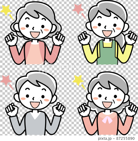 Upper body set of senior women doing guts pose 87255890