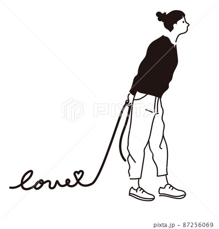 loveの文字 女性 歩く バレンタイン ベクター loveの文字 女性 歩く バレンタイン ベクター 87256069