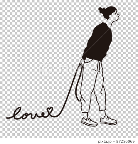 loveの文字 女性 歩く バレンタイン ベクター loveの文字 女性 歩く バレンタイン ベクター 87256069