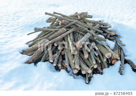 樫の木　薪ストーブ　薪　バイオマス　たき火 87256405